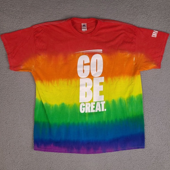 Colortone Tie Dye T-Shirt Mens XXL Go‎ Be Great Striped Pattern Rainbow Colorful - Picture 1 of 13